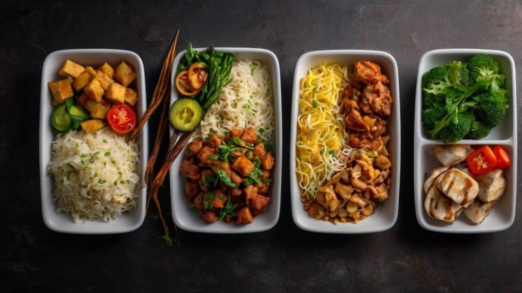 o	Image of a diverse set of meal types, including vegan, gluten-free, and low-carb meals. Meal planning.