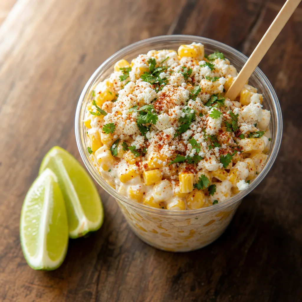 Mexican street corn cup (esquites / elote in a cup)