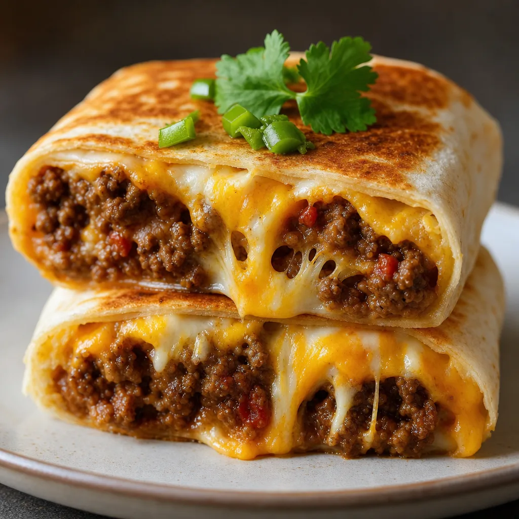 Beef and cheese burrito (halved)