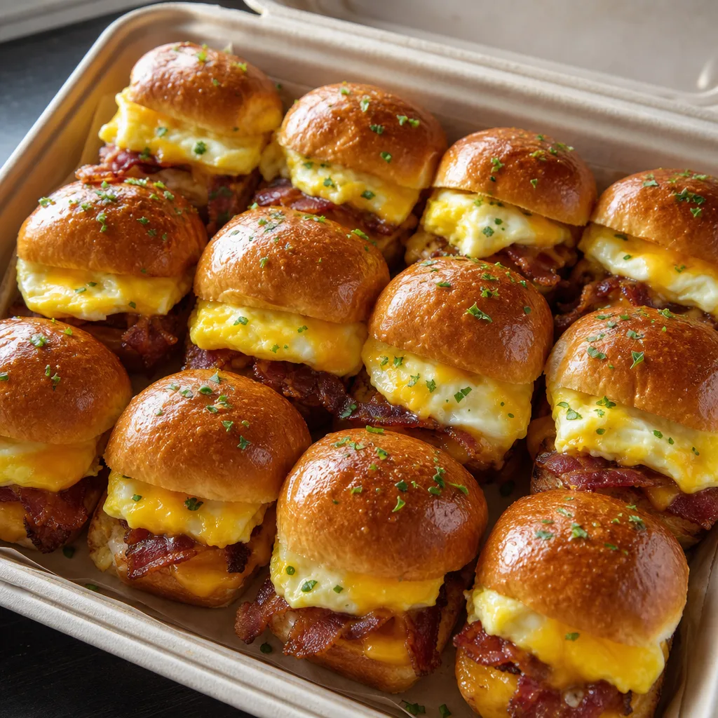 Bacon, egg and cheese breakfast sliders
