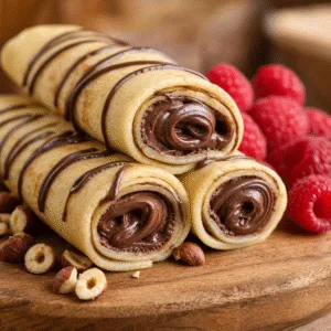 Chocolate-hazelnut spread filled crepes (rolled)