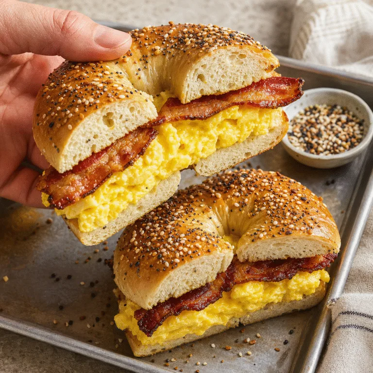 Bagel breakfast sandwich (scrambled egg & bacon)