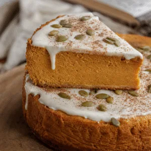 Pumpkin cheesecake (cream-topped slice)