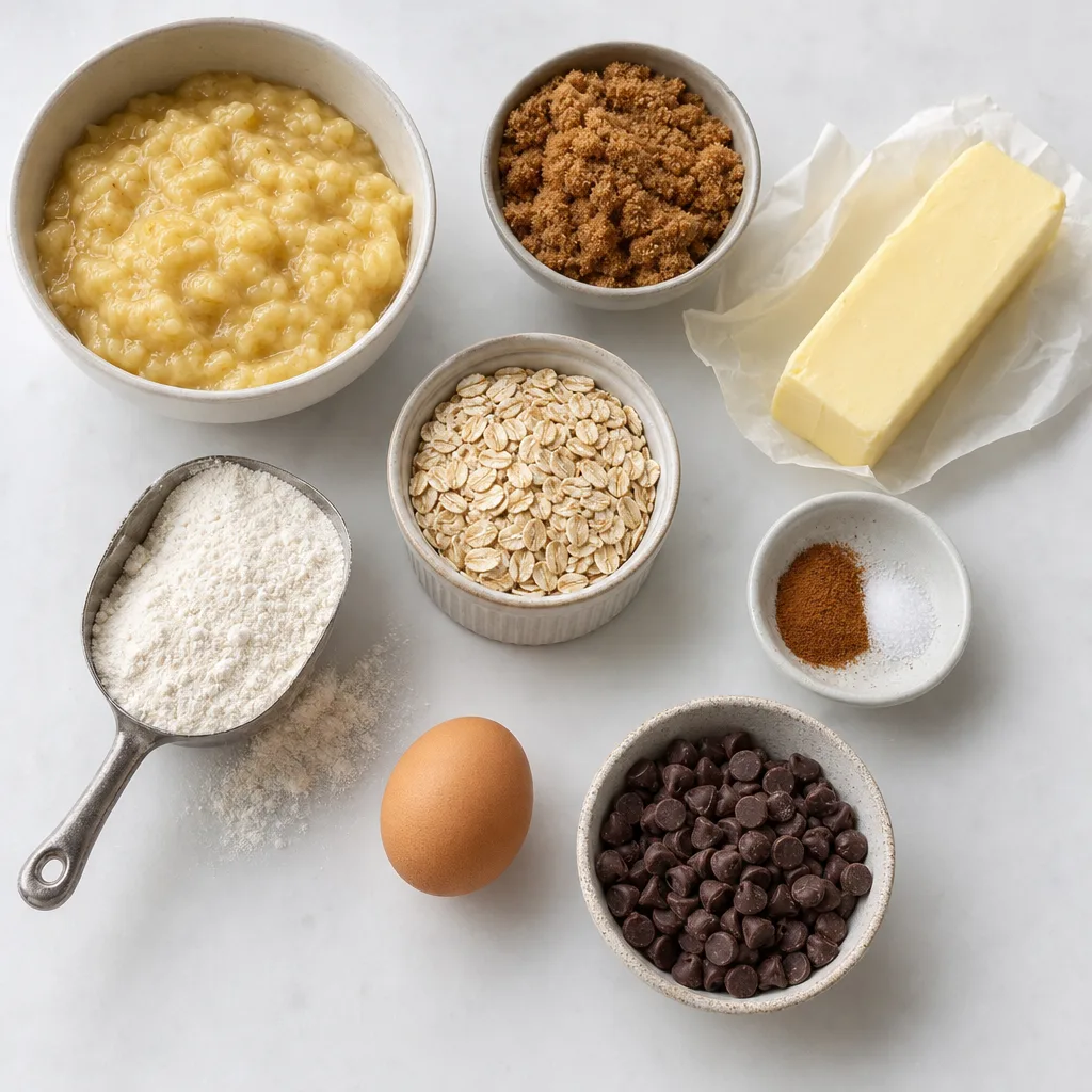 Ingredients for Banana bread-style cookies (chewy banana cookies)