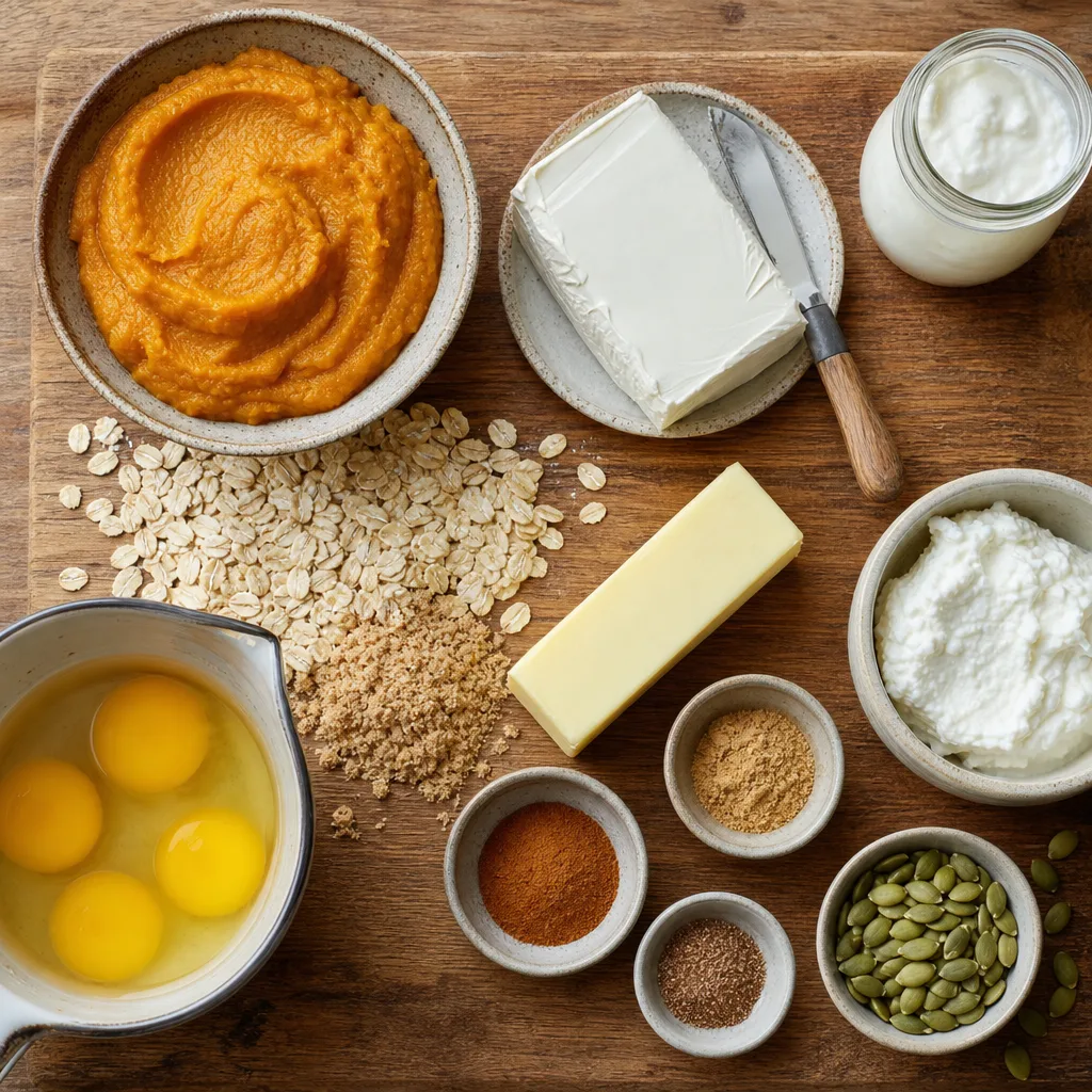 Ingredients for Pumpkin cheesecake (cream-topped slice)