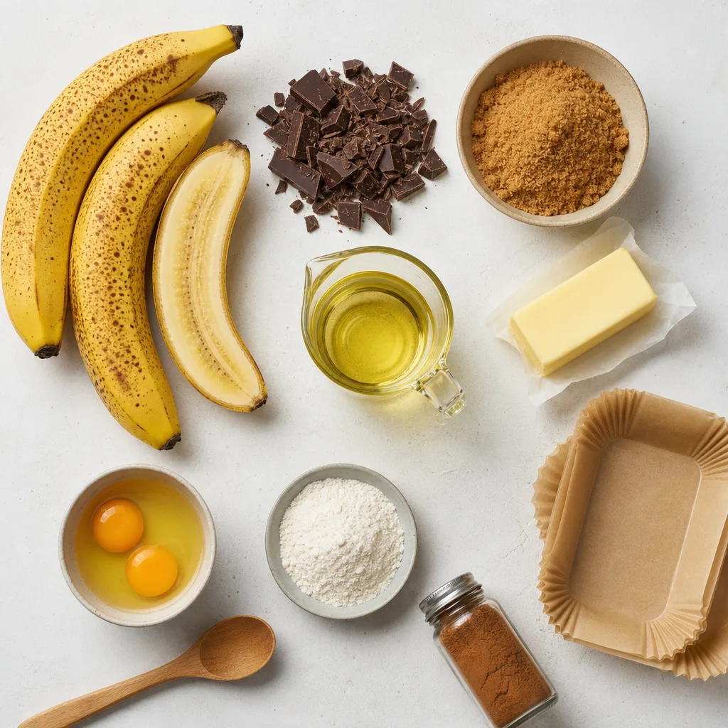 Ingredients for Banana chocolate mini loaves