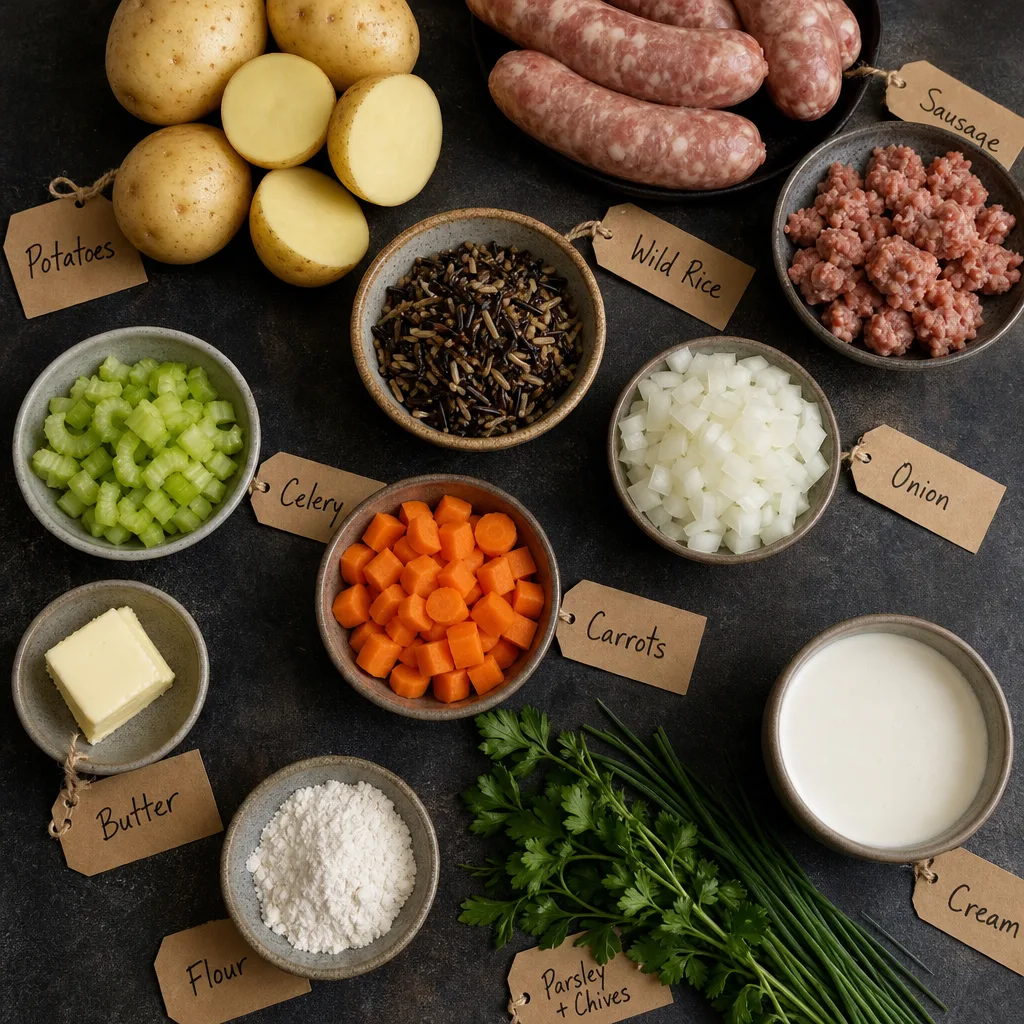 Ingredients for Creamy sausage potato chowder