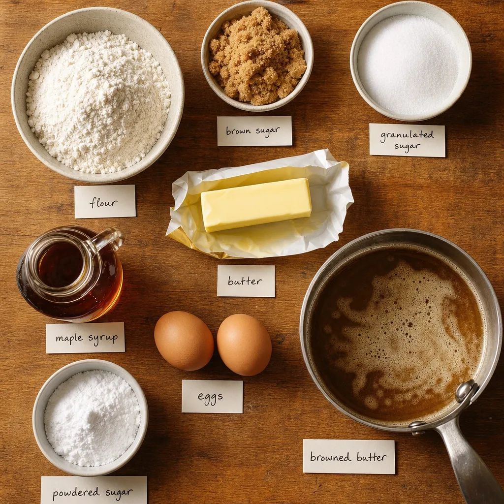 Ingredients for Soft maple cookies with brown butter icing